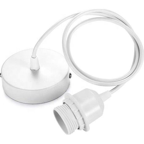Cable Suspension Luminaire Blanc Douille Ampoule Plafond avec Cable de 100 cm E27 Porte Lampe Suspension Douille e27 avec Fixation Plafonnier (1/5)