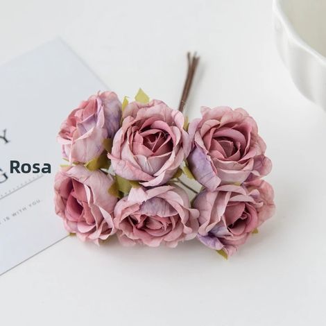 Broche de décoration de mariage en soie artificielle de rose de thé pour mariée, cadeau DIY, ornement de Noël pour maison et pièces 6 pièces (1/4)
