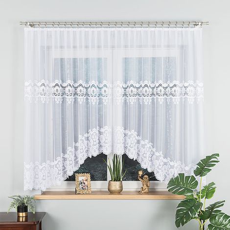 DARIA - Tenda jacquard pronta all'uso con taglio in basso - 300x160 cm - bianco (1/5)