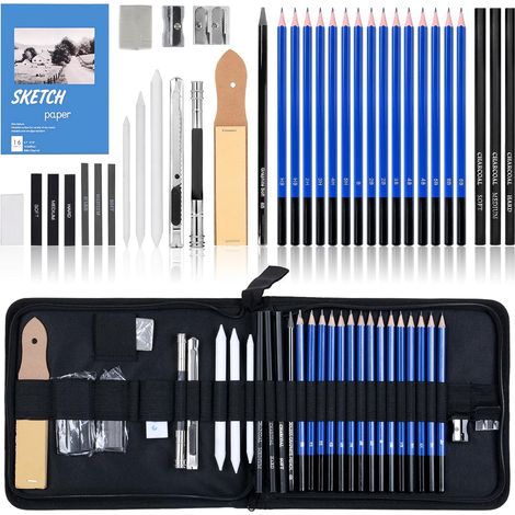 Ensemble de 36 crayons de dessin avec des outils de dessin tels que taille - crayon, etc.Kit professionnelpour les artistes, les débutants, les enfants et les étudiants.