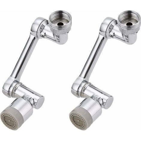 Set mit 2 um 1080 Grad drehbaren Wasserhahnverlängerungen, 1080-Grad-Drehung, universeller Spritzschutz für Küche und Bad, zweifach verstellbare verchromte Wasserhahnverlängerung (1/5)