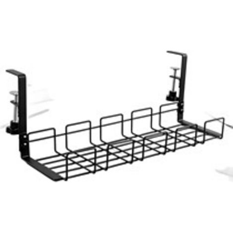 Under-Desk Cable Management Tray, Black Desktop Cable Organizer, No-Drill Cable Holder, Wire Cable Tray for Cable and Power Strip Management (1/5)