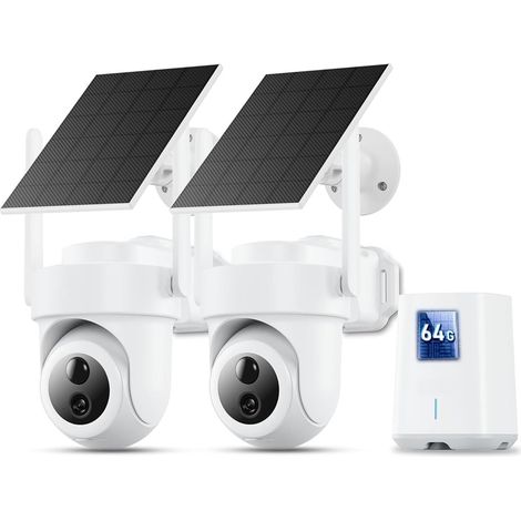 Kit 2 caméras sans Fil WiFi 4K 8MP Batterie caméra Solaire PTZ extérieure Suivi Automatique des mouvements PIR (1/5)