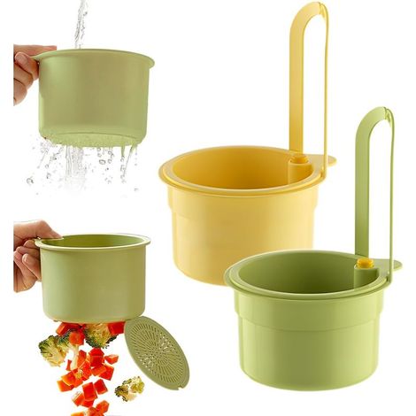 Spülbeckensieb, multifunktionales Spülbeckensieb, hängender Wasserhahnfilterkorb, Wäschekorb für das Spülbecken (gelb + grün) (1/5)