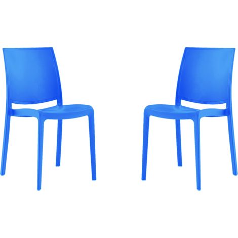 Sedia da giardino o cucina in polipropilene impilabile - Set 2 FEBE Azzurro (1/3)