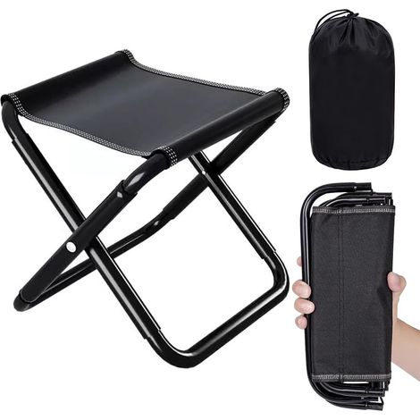 Sgabello pieghevole portatile - Sgabello da campeggio pieghevole con borsa portaoggetti - Mini sgabello pieghevole per viaggi, escursionismo, pesca, giardinaggio, spiaggia (1/5)