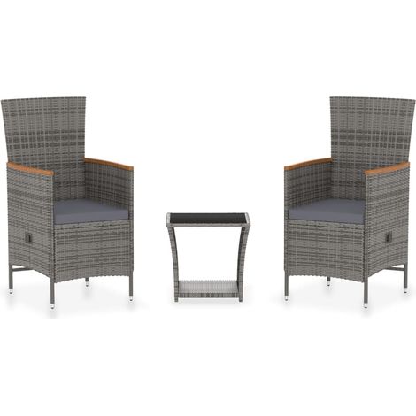 Salon de jardin 3 pcs Contemporain, Ensemble repas de jardin, avec coussins Résine tressée Gris OIB1369E (1/4)