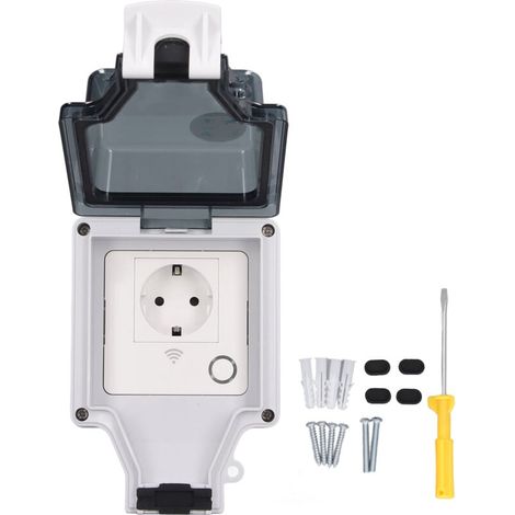 Prise Intelligente WiFi, Prise de Courant Extérieure étanche IP66 avec Fonction de Minuterie de Télécommande Prise Intelligente Murale pour Sous-sol de Balcon Extérieur (SNW-SR) (1/4)