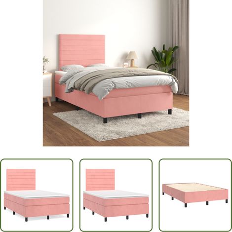 Samtbett -  Boxspringbett mit Matratze Rosa 120x200 cm Samt (1/5)