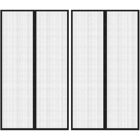 Rideaux de porte anti-insectes 2 pcs avec aimants noir 200x80cm (1/5)