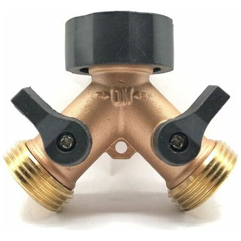 Répartiteur de Robinet 2-Voies Y-Distributeur pour Tuyaux D'Arrosage, Double Arrivee d'eau Machine a Laver Répartiteur D'Eau 3/4 Pouces pour Connexion de 2 Appareils, Laiton