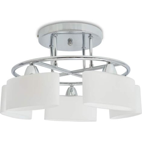 vidaXL Lámpara de techo pantalla cristal elipse 5 bombillas E14 200 W (1/2)