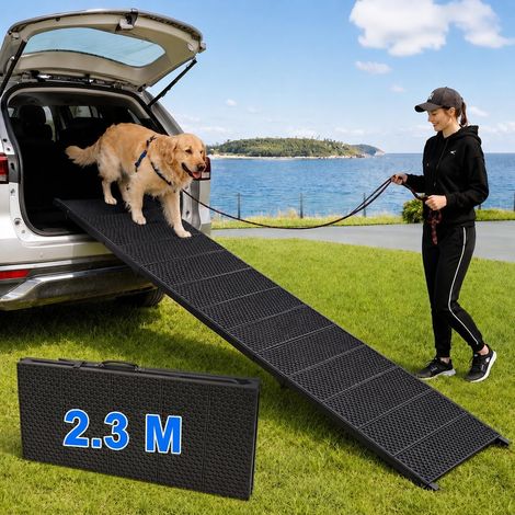 230 × 45cm Rampe d'accès Pliable Extra Longue en Aluminium pour Voiture - Convient pour Les Grands Chiens jusqu'à 113 kg - Convient pour SUV, Camion et Voiture (1/5)