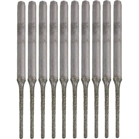 Set di 10 punte da trapano lunghe con punta in diamante argentato, per forare minerali, perle, agate, gioielli e argento (1/5)