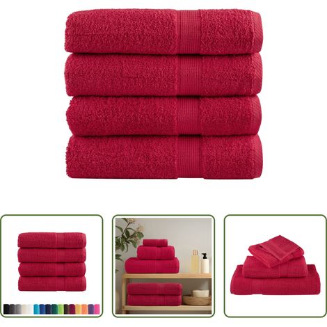 Baumwolle - Premium Badetücher SOLUND 4 Stk. Rot 100x150 cm 600 g/m² (1/5)
