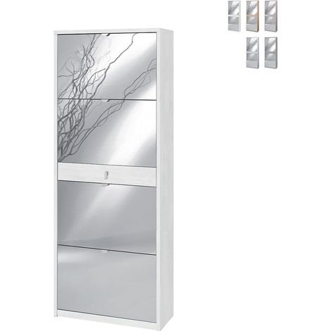 Scarpiera quattro ante a specchio un cassetto Bianco Ossido 63x29x h164 cm (1/5)