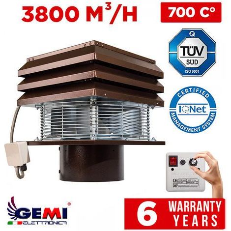 Extractor De Humos Para Chimeneas Extractor Humo Chimenea Eléctrico Extractor Para Chimenea redonda 30 cm De Leña de 300 mm  Barbacoa Parillas Estufa De Pellets Modelo Profesional Gemi Elettronica (1/5)