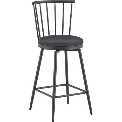 GagaTabouret de bar industriel en métal style Windsor avec assise rembourrée (1/5)