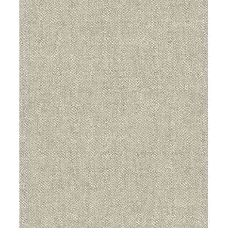 Papier peint uni effet toile jute taupe sable
