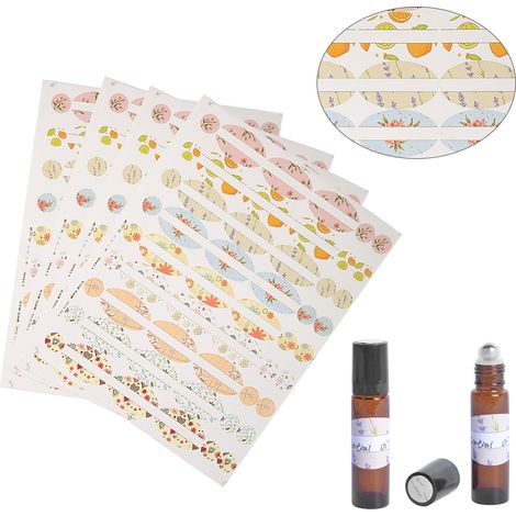 Étiquettes vierges pour flacons d'huiles essentielles - Lot de 4 feuilles ovales et rondes (1/5)