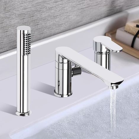 Robinet de baignoire avec douche à 3 modes, mitigeur pour baignoire 3 trous (1/5)