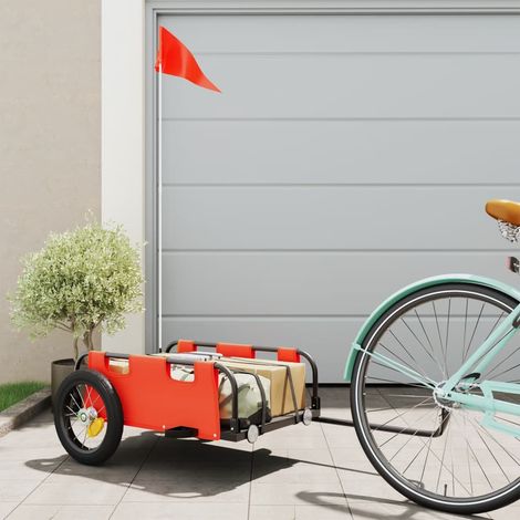 vidaXL Rimorchio da Bici Arancione Oxford e Ferro