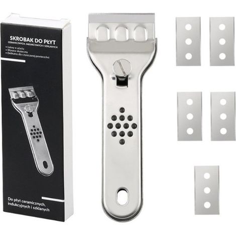 Raschietto per vernice in acciaio inox，Con 5 lame in metallo，Raschietto per ceramica，Raschietto professionale per vetro (1/5)
