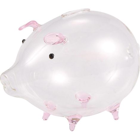 Tirelire cochon en verre transparent rose - Cadeau d'anniversaire mignon pour enfants (1/5)