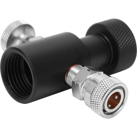 Adaptateur de Recharge CO2 Noir G1/2-14 avec Valve de Dégazage ASA et Raccord Rapide Femelle 8mm