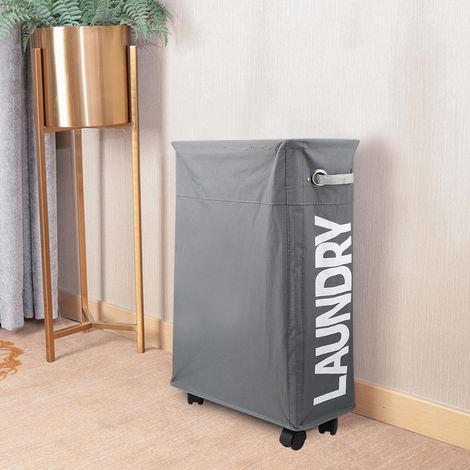 Panier à linge pliable et imperméable, sac de rangement pour vêtements sales avec roulettes (1/5)