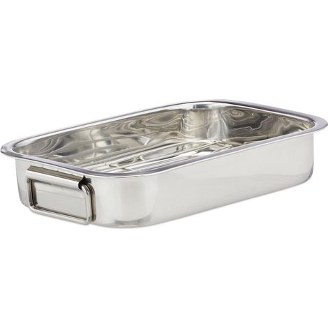 Teglia da forno con griglia – L – acciaio inox – adatta al forno – lavabile in lavastoviglie – argento (1/5)
