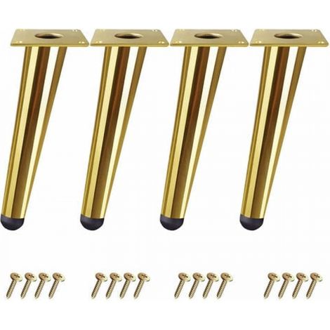 YMYNY 4er-Set 20 cm schräge kegelförmige Tischbeine – Möbelbeine für Betten, Schränke, Stühle – Gold, mit Schrauben (1/4)
