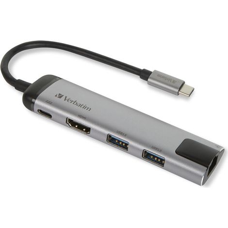 Verbatim 49141 hub de interfaz USB 3.2 Gen 1 (3.1 Gen 1) Type-C 1000 Mbit/s Negro, Plata (1/4)