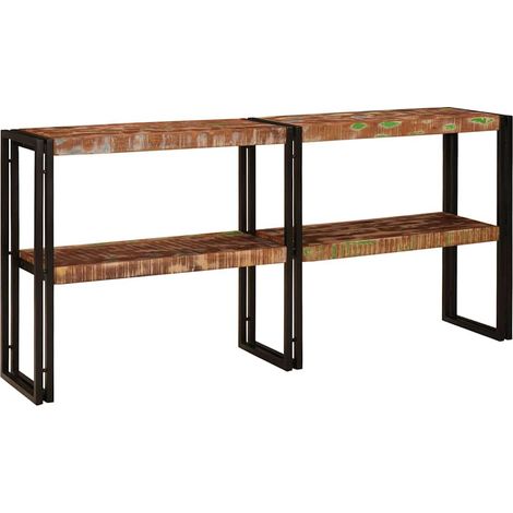 Konsolentisch mit Regal Mehrfarbig Massives upgecyceltes Holz