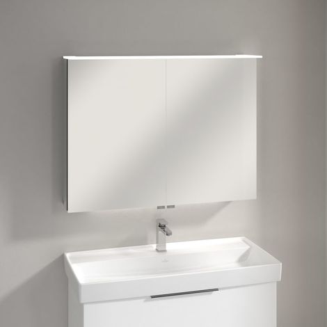 Villeroy & Boch Taro Spiegelschrank 100,7 cm mit 2 Türen, Lichtsegel, Waschplatzbeleuchtung und Vergrößerungsspiegel (1/5)