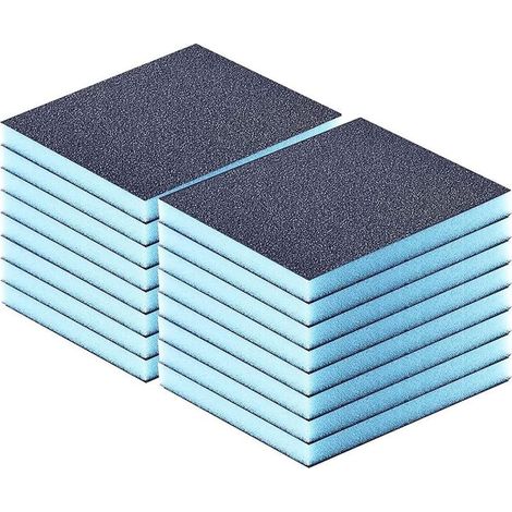 Lot de 16 Éponge abrasive (120 220), blocs de ponçage, réutilisable et lavable, pour plastique, bois et métal