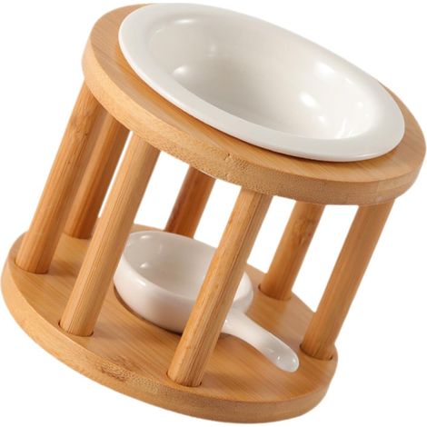 Diffuseur Arômes Céramique Et Porte-Bougie Bambou pour Brûleur Huiles Essentielles Et Aromathérapie Décoratif (1/5)