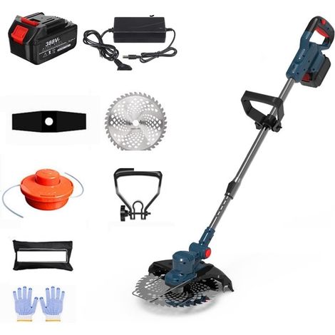 Tondeuse à Gazon électrique sans balais Tondeuse à Gazon Tondeuse à Gazon sans Fil avec 2 Piles au Lithium Enrouleur de Ligne Portable réglable (Color : with 1 Battery Set, Size : Q) (1/5)
