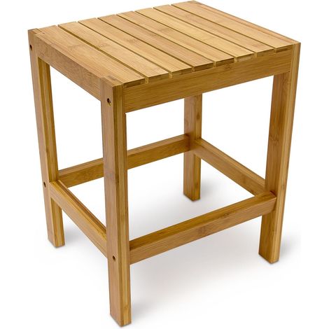 Taburete de bar práctico y robusto de 40 x 40 x 45 cm en bambú natural 130003199 (1/4)