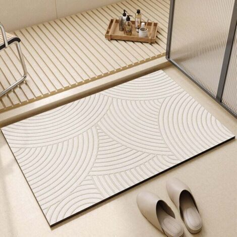 [JAMAIS UTILISÉ]Absorbant Tapis Salle de Bain/Diatomite Microfibre Tapis de Bain/Tapis de sol de salle de bain super absorbant à quatre couches pour Portes de Salle de Bain,Lavable Tapis de Bain（Versi (1/3)
