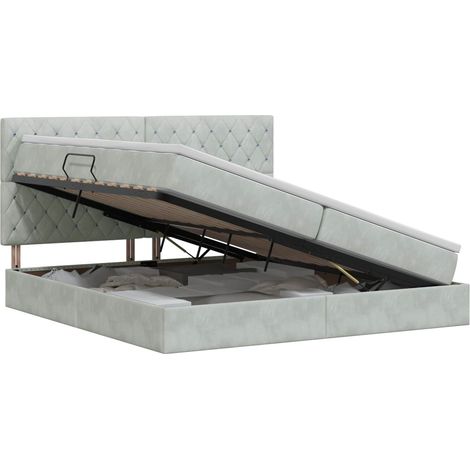Maison Exclusive - Letto con contenitore e materasso Grigio Chiaro 200 x 200 cm (1/5)