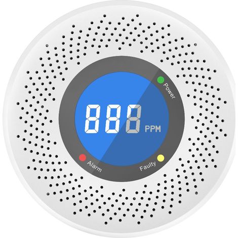 Detector de monóxido de carbono - Funciona con pilas - Detector de humo - Adecuado para almacenes, cocinas, restaurantes, hoteles, oficinas, etc. (1/5)