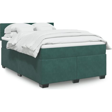 vidaXL Sommier à lattes de lit et matelas Vert foncé 140x190cm Velours (1/5)