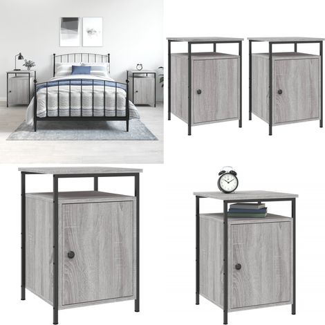 Nachttische 2 Stk. Grau Sonoma 40x42x60 cm Holzwerkstoff - Nachttisch - Kommode - Grau - Holzmöbel - Wohnzimmer - Home & Living (1/5)