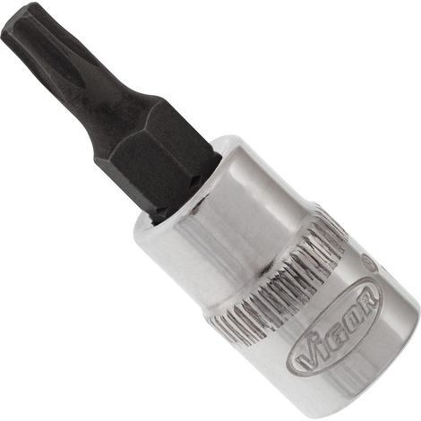 VIGOR Embout de tournevis TX V2444N Carré creux 6,3 mm (1/4 pouce) Profil TX intérieur T20 (1/2)