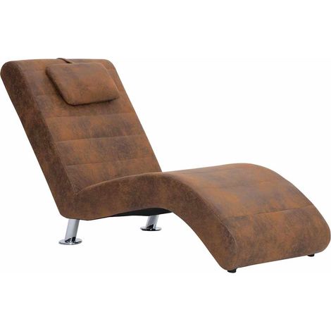 vidaXL Diván con almohada de piel de ante artificial marrón (1/2)