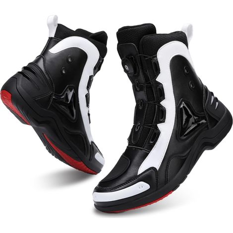 Chaussures de Moto pour Homme et Femme, Bottes de Moto Motard en Cuir Respirant avec Maintien de la Cheville, Semelles antidérapantes hydrofuges (1/5)