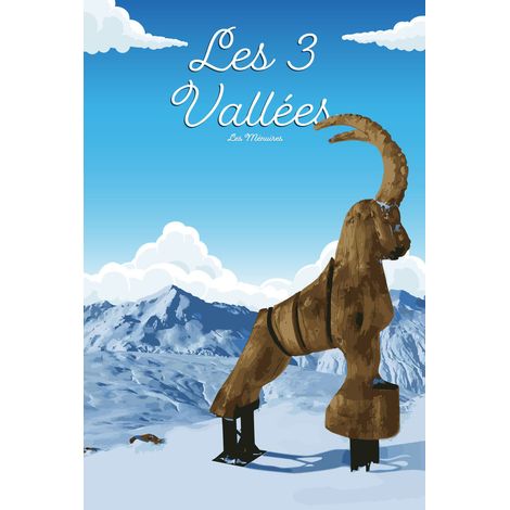 Tableau sur toile illustration les Ménuires 30x45 cm - Impression sur Toile Murale Décorative - Image imprimée en HD sur Toile - Toile sur Châssis en Bois FSC - Fabriqué en France (1/5)