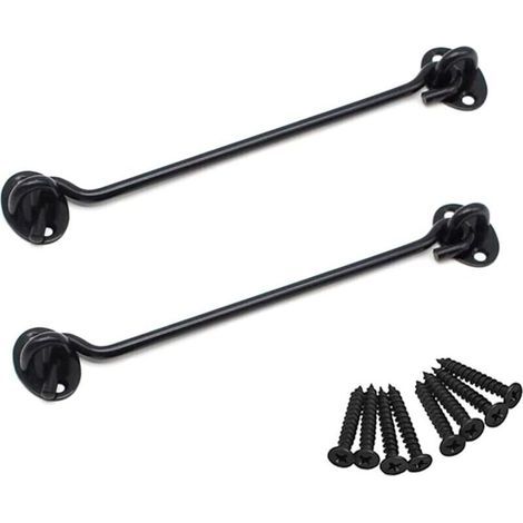 Pièces Crochet de Cabine Oeil Porte Loquet en Acier Inoxydable avec Vis 8 Pouces pour Les Portes de Garage de Porte de Hangar - Noir (1/5)