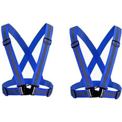 2-Pack (Blue) Reflective Safety Vest for Adults / Kids, Adjustable High Visibility Work Vest, High Visibility Sports Gear for Jogging (1/5)